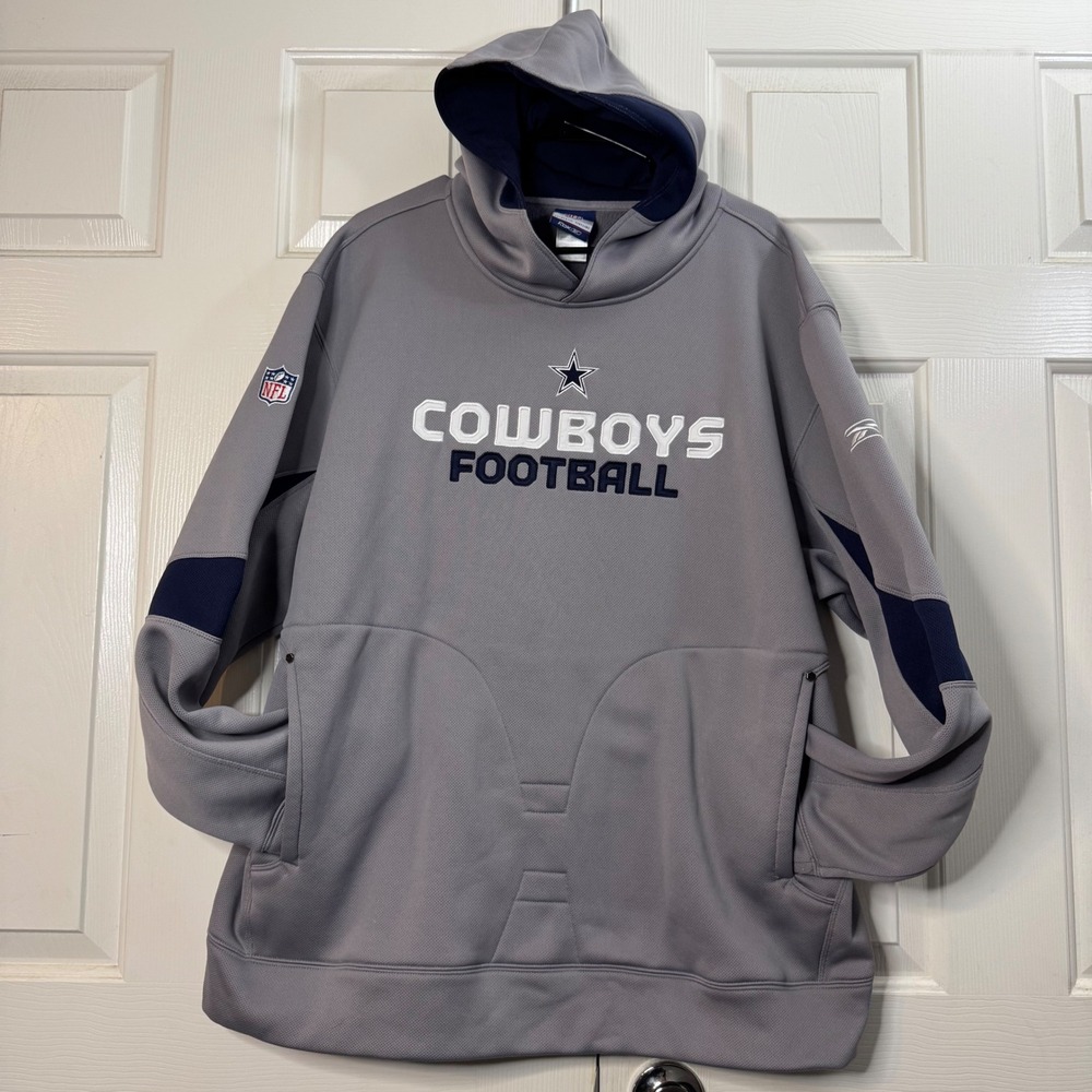 NFL Heavy Dallas Cowboys Authentic Sideline Reebok Hoodie Gray Men's XL EUC - Picture 4 of 10
